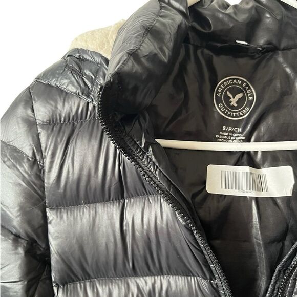 American Eagle Puffer Down Coat Black Size Small - Picture 5 of 10